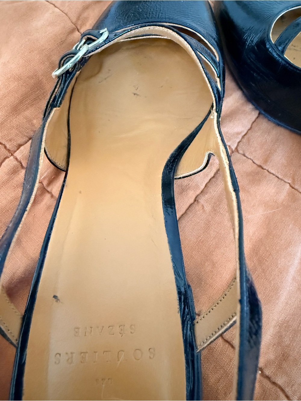 Sézane Paula Babies Black Patent Slingback Mary Jane Heels Size 8 / 39 - Picture 7 of 12